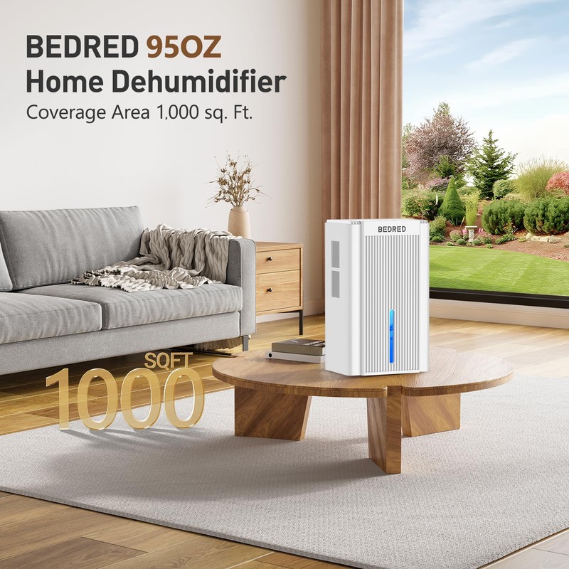 Dehumidifier,95OZ Dehumidifier for Home 1000 Sq.Ft - Quiet with Auto