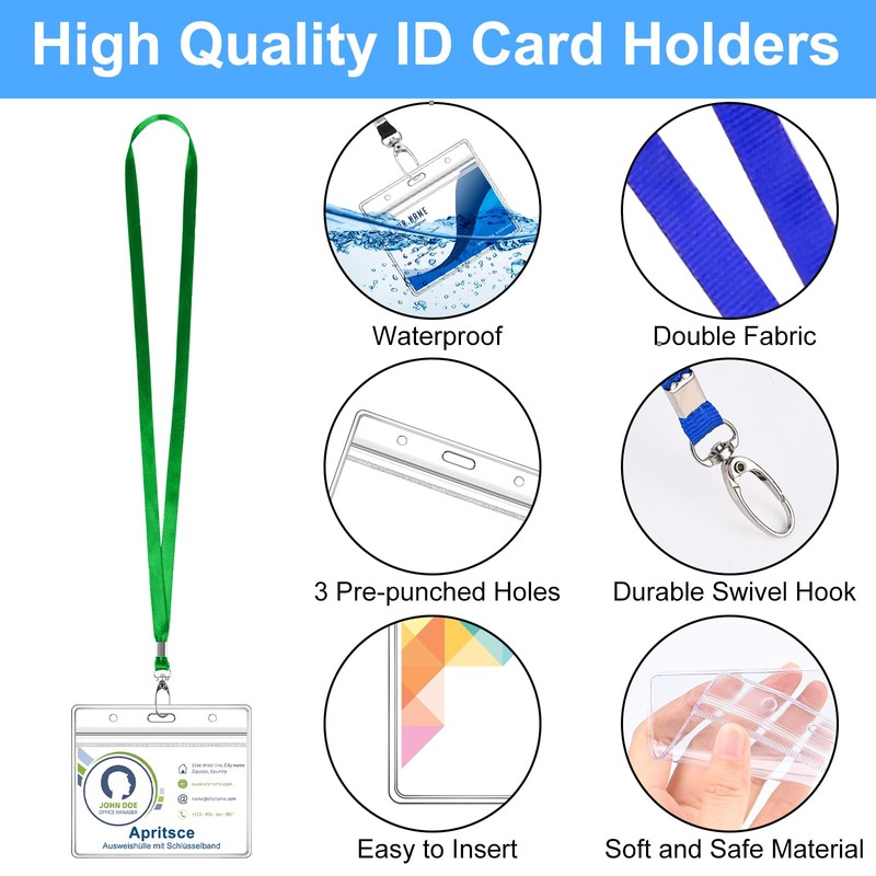 Apritsce ID Card Holder with Strap, Pack of 50 Card