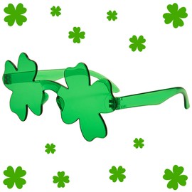 Aeergured St. Patricks Day Shamrock Sunglasses Irish Green Four Leaf Clover Leprechaun Costume Glasses St Patrick’s Accessory