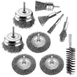 Aongray 10 PCS Wire Brushes for Drill Set, Wire Wheel, Cup, Pen & Spiral Brushes with 1/4" Shank, Wire Brush for Rust Removal, Paint Removal, Polishing and Cleaning