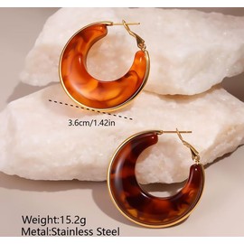MADIOLA Aretes de aro de resina chapado en oro de 14K, arracadas, aretes de acrlico, joyera clsica de moda, regalo toda ocasin