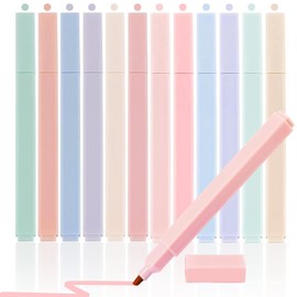 EKSMA 24 Pcs Aesthetic Cute Highlighter, Pastel Highlighters with Soft Chisel Tip, Assorted Colors Pastel Highlighters with Soft Chisel Tip Marker Pens for School Office Supplies