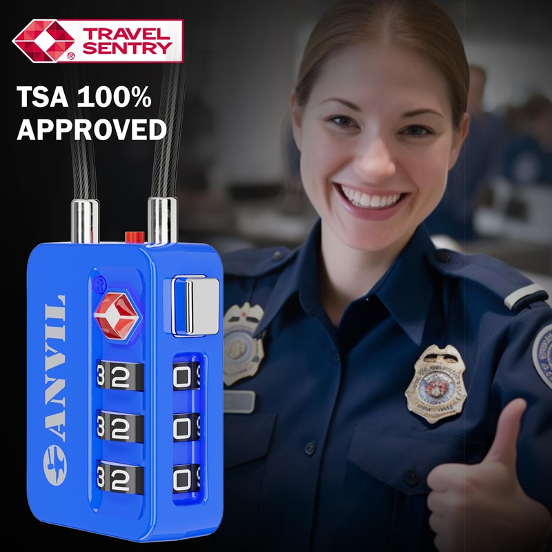 ANVIL TSA Locks for Luggage with Search Alert: Durable Cable