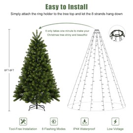 SALCAR 6-8ft Christmas Tree Lights, 2m x 8 Strands 280 LEDs Fairy Lights, Easy to Install Decoration for Indoor Outdoor, 8 Modes Memory Timer Function - Multicolor