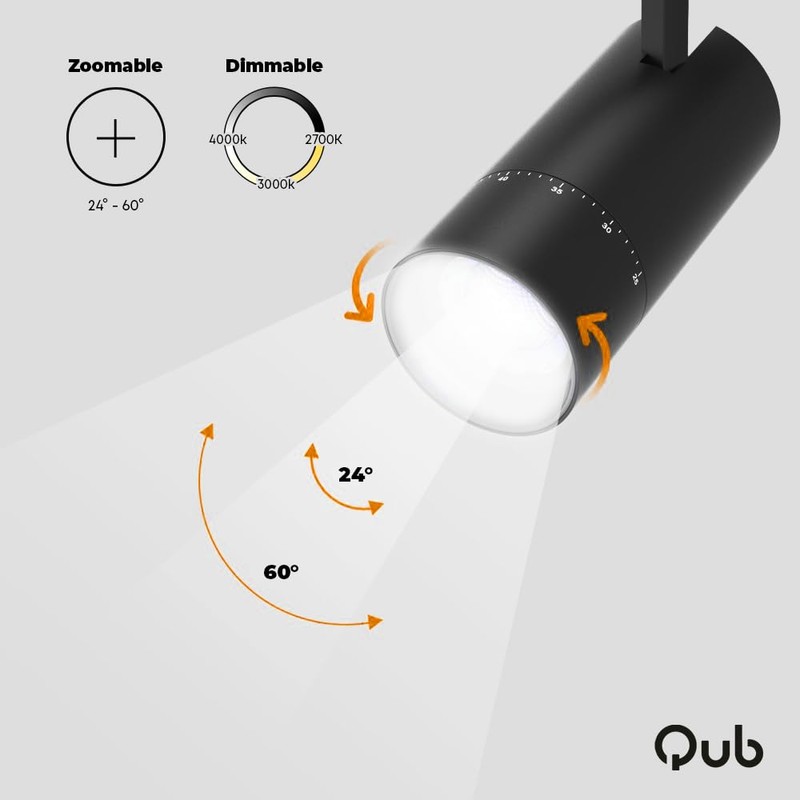 Qub Zoom Rail Spotlight - 3 Phase LED Spot -