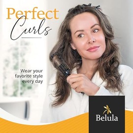 Belula Cepillo redondo de cerdas de jabalí para secado por soplado. Cepillo redondo para el pelo con barril pequeño de madera de 2 pulgadas. Cepillo d