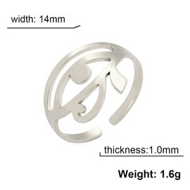 LIKGREAT Eye of Horus Ring, Egyptian Adjustable Ring, Ancient Egypt, Horus Eyes of Ra, Open Ring, Lucky Amulet, Protection, Stainless Steel Jewellery for Men and Women, Stainless Steel, No Gemstone