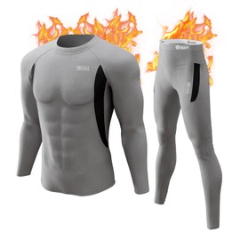 Thermal Underwear Set Winter Hunting Gear Sport Long Johns Base Layer Bottom Top Midweight Grey L