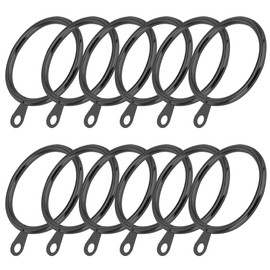 iCatchy Black Metal 30mm Curtian Ring Hanging Hooks for Smoothly Slidng Drapery Pole Rod Voile Net with Fixed Eyes (Pack of 48)