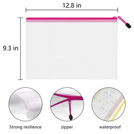 24pcs A4 Mesh Zipper Pouch Bags, Mesh Bags with Zipper Bulk, Pouches for Organization, Clear Storage Bags for Classroom, Travel, Office