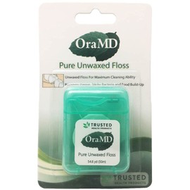 OraMD Oral Care Pure Unwaxed Dental Floss 54.6 Yards - PFAS-Free, Chemical Free, Shred Resistant - Unscented and Ultraclean Plaque Removal - Teeth and Gum Protection for Adults - Pack of 6