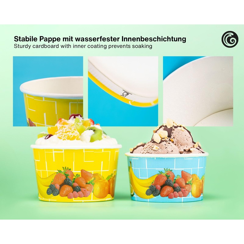 50x ice Cream Cup, Cardboard ice Cream Cup, Fruit Cup