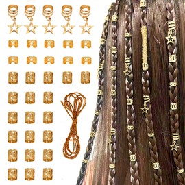 CHENNAN Pack of 36 Hair Dreadlocks Accessories, DIY Wig Dirty Braid Jewellery Accessories, Golden Hair Accessories, Braid Jewellery with Golden Pendants, Braids Accessories, for Women Men Braids
