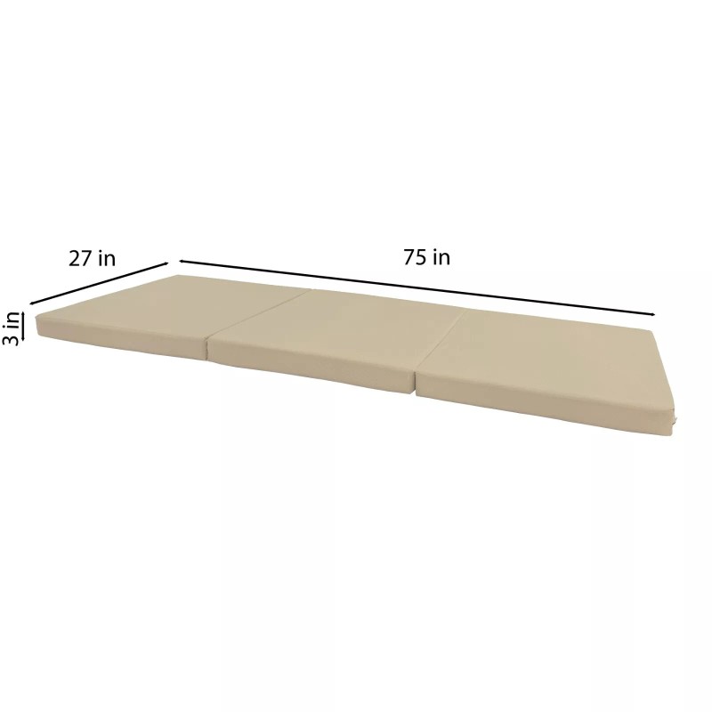 Danfuton Tan Trifold Foam Bed, Shikibuton, Foldable Ottoman Mat Sit
