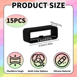 Pretwad 15Pack Magic Band Locks Silicone Watch Strap Holder Magic Band Clips Fastener Loop Rings Protector Clips for Smart Sport Watches(Multi-Color)