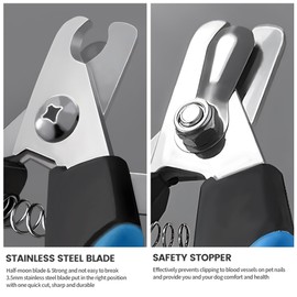 Dog & Cat Nail Clippers – Pet Trimmer with Safety Guard, Sharp Blades & Nail File for All Breeds (L Set, Black Blue)