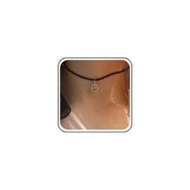 Inilbran Boho Black Velvet Choker Necklace Silver Tiny Sunflower Pendant Necklace Punk Suede Choker Necklace Gothic Suede Cord Collar Necklace Jewelry for Women and Girls