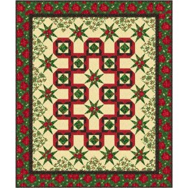 Quilting Treasures Poinsettia Roundabout - 64" X 76" Poinsettia Symphony Lap/Throw Quilt Top & Bind