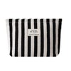 Striped Canvas Makeup Bag with Zipper,Small Travel Washable Organizer Bag