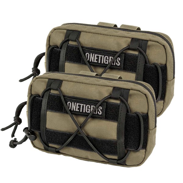 OneTigris EDC Horizontal MOLLE Pouch for Tool Treat Med (2 Pack, Coyote Brown)