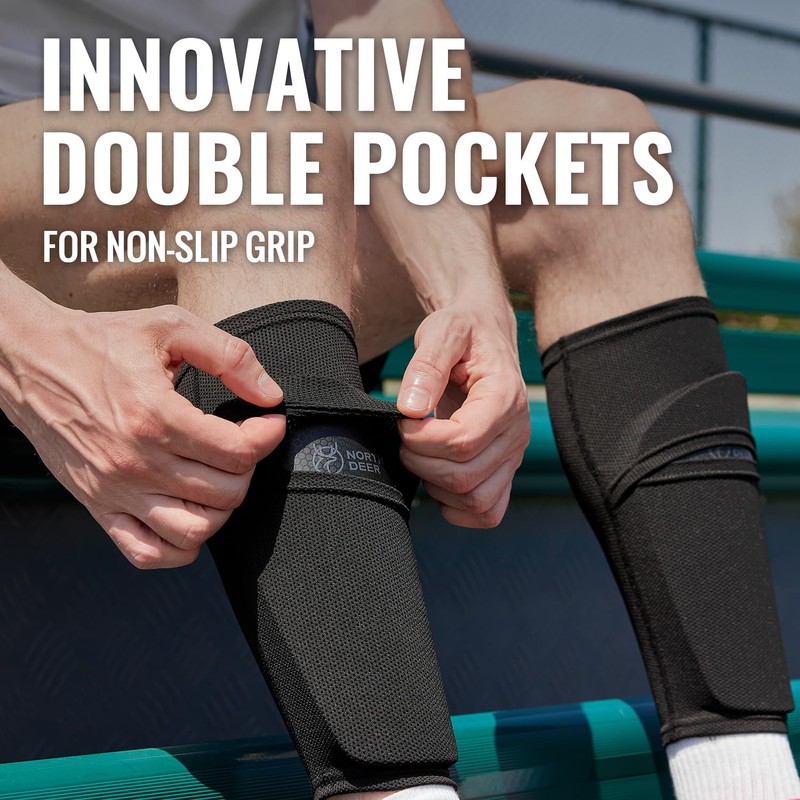 Northdeer Shin Pads Football Mens incl. Sleeves with Optimized Insert