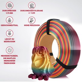 Pink 3D PLA Multicolour Silk Filament 1.75 mm for 3D Printers Printing Materials Light Shiny PLA Rainbow 3D Printer Filament Filament 3D Printing Materials Fire Coil 0.35 kg