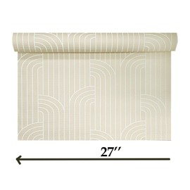 Textured Beige Gold Metallic White Art Deco Lines Faux Fabric Modern Wallpaper