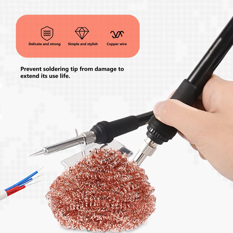 Yardwe Soldering Iron Cleaning Balls Copper Wire Balls for Precise
