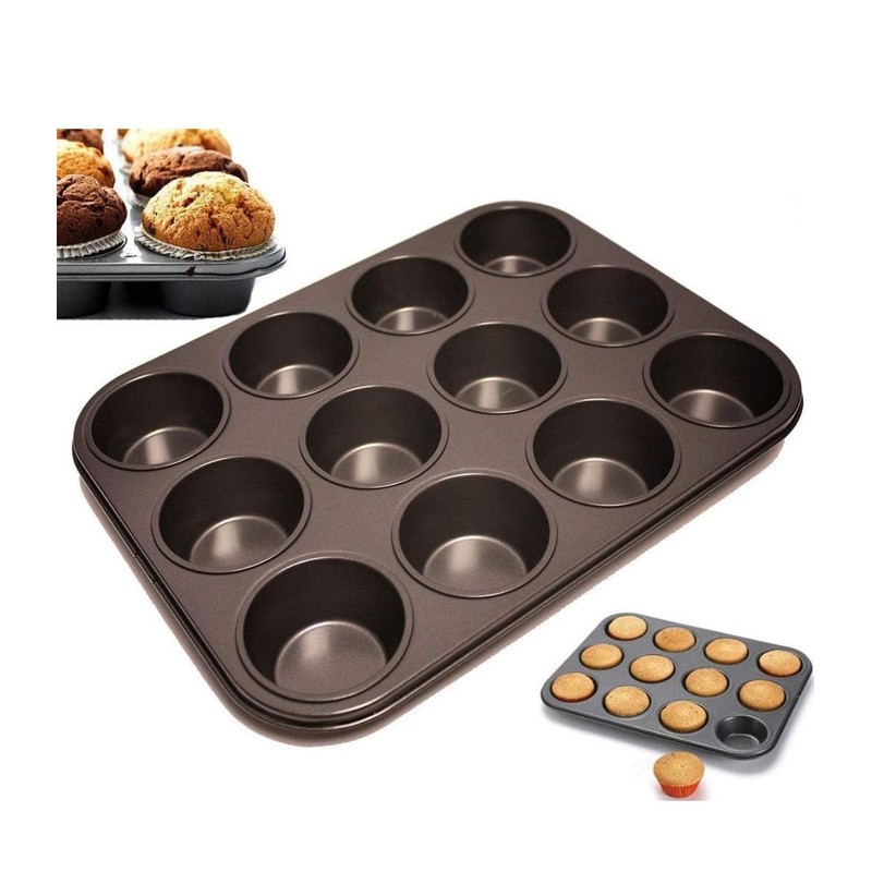VapourOn 12 Cup Large Muffin Pan, Non-Stick Non-Stick Coated Cupcake