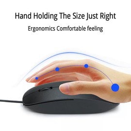 OOYES Ultra-Slim USB optical wired mouse,Ergonomic Design with Scroll Wheel Computer Mouse,With 3.0 Usb Mouse Wired Compatible with Laptop Pc Computer Desktop (Black)