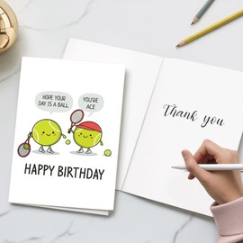 Podagree Happy Birthday Card for Him or Her - Sweetest Day Card - Tennis Birthday Card for Tennis Lovers Men Women Girlfriend Boyfriend Husband Wife