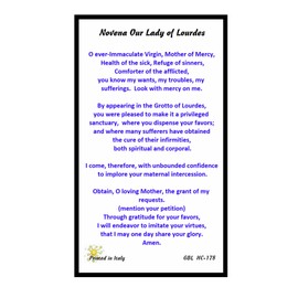 Gifts by Lulee, LLC Our Lady of Lourdes Blessed Novena Prayer Gold Embossed Italian Prayer Card