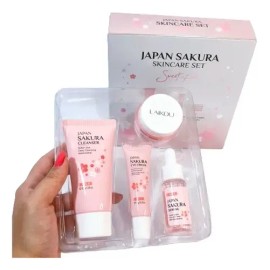 Set Skincare Japones 4 pzs cuidado de la piel Sakura Sweet Kiss Laikou Rutina basica                                                                  