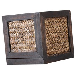 LIFKOME Hand Woven Bamboo Tissue Holder Decorative Napkin Box Organizer for Tabletop Farmhouse Style Tissue Container Unique Design for Home and Office Decor