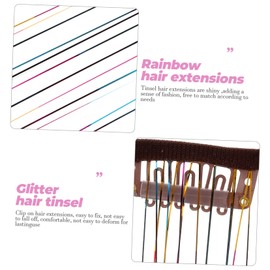 TOVINANNA 6pcs Hair Glitter Extensions Plastic Clip Pet Wire Sparkly Hair Extensions Tensile Hair Extensions Kit