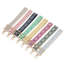 Whakano Boho Style Woven Adjustable Shoulder Strap for Bags Women and Men, 3.8 cm Wide Bag Strap, Adjustable Length 75-130 cm Shoulder Strap, DIY Accessories for Bag, Golden Buckle, Beige grey