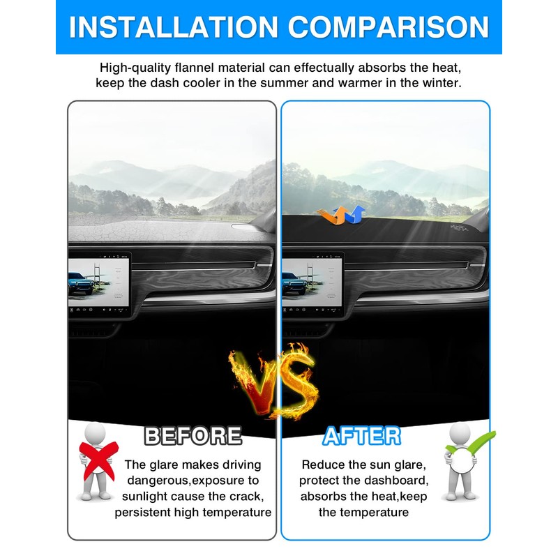Autorder Dashboard Cover Mat for Rivian R1T 2022-2025 2026 Accessories