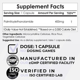 Nootropics Depot Nootropics Depot Palmitoylethanolamide Capsules | Pea | 400mg Pills | 30 Count | Promotes Healthy Inflammatory Responses