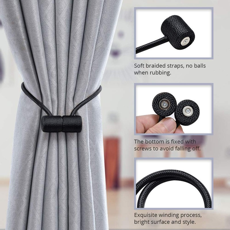 Pretty Jolly 4 Pack Magnetic Curtain Tiebacks 16 Inch Modern