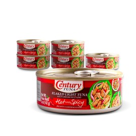 Century Flaked Light Tuna Hot & Spicy 5 oz, Pack of 6