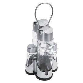 Equinox Vinegar, Oil, Salt and Pepper Set with Holder