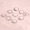 TseenYi Boho Vintage Rings Set Silver Leaf Evil Eye Knuckle