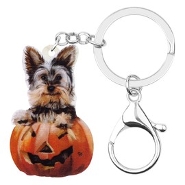 WEVENI Acrylic Yorkshire Terrier Teddy Key Chains Yorkie Keyring Women Girl Handbag Charms Jewelry Keychain (Pumpkin)