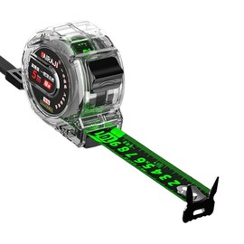 JAMAKALA 5M/16.4ft Fluorescent Steel Tape Measure,Transparent Steel Precision Measuring Tape,Width 25mm Stainless Steel Retractable Easy To Read Self-Lock Double Sided Graduated Tape Measure