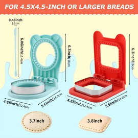 2PCS Uncrus-tables Sandwich Maker,Square Round Sandwich Cutter and Sealer for Kids Lunch,Crustless Sandwich Cutter for DIY School Lunch Boxes Boys Girls(blue red,Size:6.3x4.88x1.73/5.51x2.56)