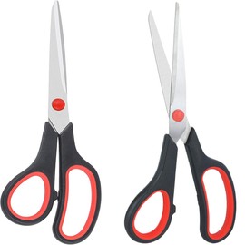 KOLZEMV Stainless Steel Scissors Set of 2, Scissors 21 cm Scissors with Ultra Sharp 2.5 mm Thick Blades, Comfortable Handles, Durable Scissors for Office School Crafts at Home, Right/Left-Handed
