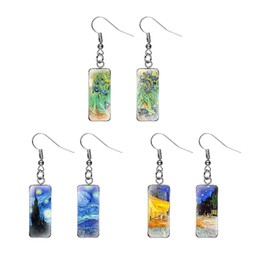 YSJCHEBS 3 Pairs Rectangular Drop Earrings, Creative Design Earrings, Vintage Earrings, Elee Earrings, Fashion Personality Earrings, Unit size