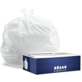 Plasticplace 32-33 Gallon Trash Bags │ 0.7 Mil │ White Garbage Can Liners │ 33” x 39” (150 Count)