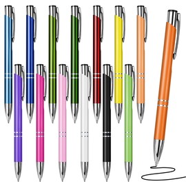 DIBALIYI 14 x Metal Ballpoint Pens, 1 mm Gel Pen with Refill, Retractable Handwriting Pens for Daily Work, Journaling, School (14 Pieces Flat Top)