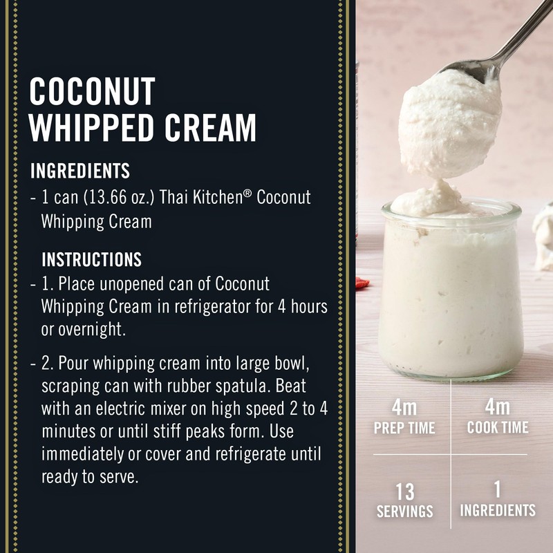 Thai Kitchen Coconut Whipping Cream, Sweetened, No Artificial Colors or
